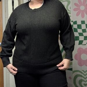 Soft dark gray puff sleeve sweater